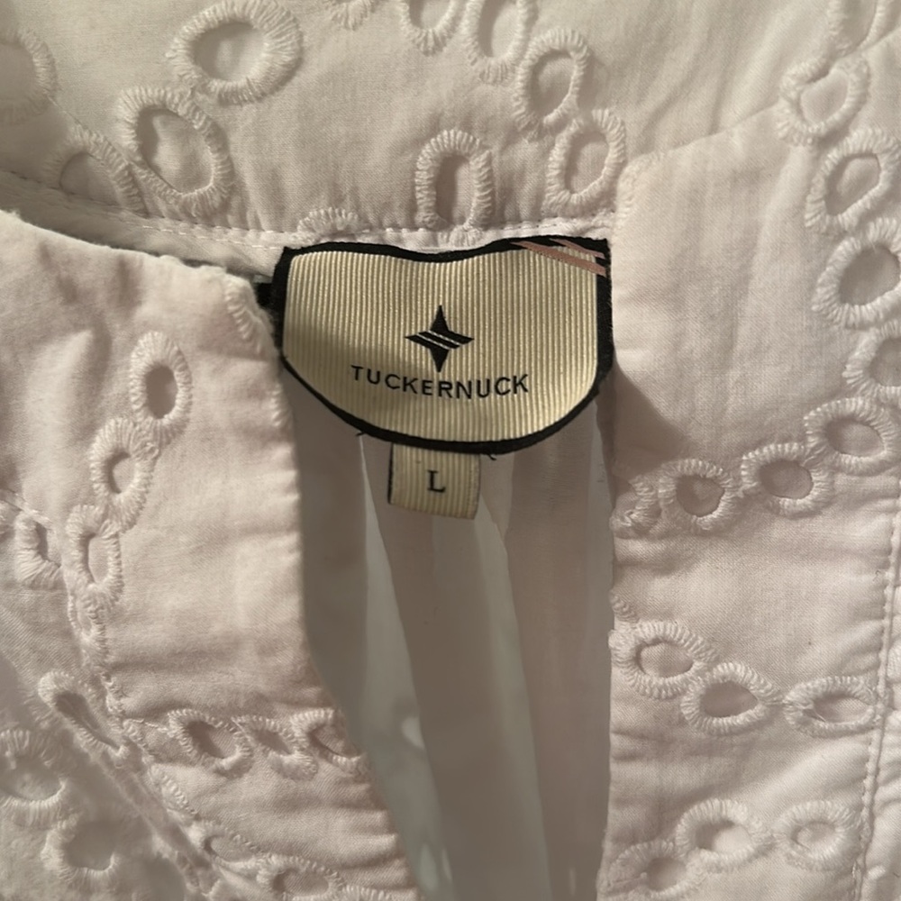 Tuckernuck White Eyelet Finley Flutter Sleeve Shirt - Picture 3 of 9